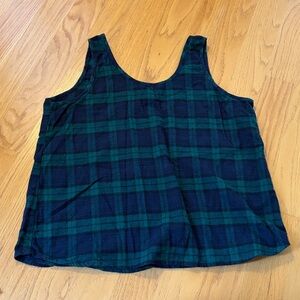 The Vermont Country Store black watch plaid flannel tank top size large